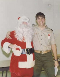 Roger paired with Santa at cub scout meeting